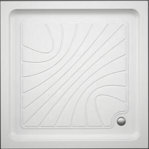 Cădiță de duș pătrată Belform Logos 80x80x14 cm acril alb 27CB0091 incl. sifon și racord flexibil