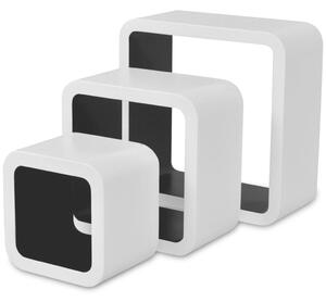 Rafturi cub de perete, 6 buc., alb și negru