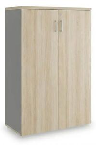 Dulap mediu SimpleOffice 80 x 40 x 120 cm, stejar deschis / gri