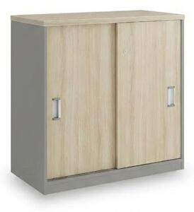 Dulap mic SimpleOffice 80 x 40 x 80 cm, stejar deschis / gri