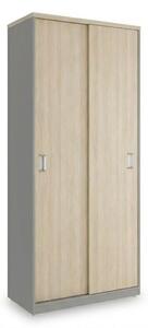 Dulap înalt SimpleOffice 80 x 40 x 180 cm, stejar deschis / gri