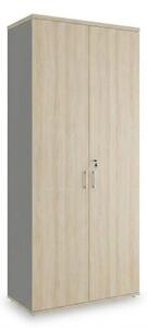 Dulap înalt SimpleOffice 80 x 40 x 180 cm, stejar deschis / gri