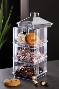 Set cutii de depozitare, 3 bucati Kareakrlk Transparent 10x10x28.5 cm