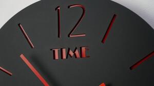 Ceas negru de perete cu cadran roșu