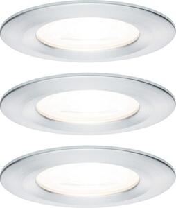 Spoturi LED încastrate Nova GU10 6,5W IP44, Ø78 mm, becuri LED incluse, nuanță aluminiu, pachet 3 bucăți