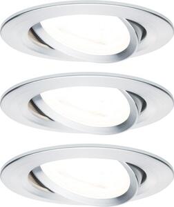 Spoturi LED încastrate Nova GU10 6,5W Ø84 mm, becuri LED incluse, nuanță aluminiu, pachet 3 bucăți