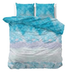 Lenjerie de pat elegantă din bumbac albastru 200 x 220 cm