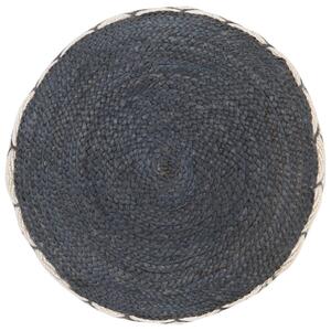 Fotoliu pouf tricotat manual, iută și bumbac, 50x30 cm albastru