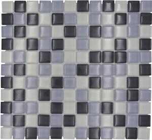 Mozaic sticlă XCM 8125 gri-negru-alb 30,2x32,7 cm