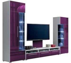 Mobilă sufragerie LUGANO II, alb/violet luciu