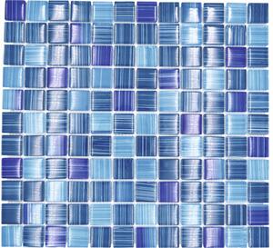 Mozaic piscină sticlă XCM 8285 albastru/alb 30,2x32,7 cm