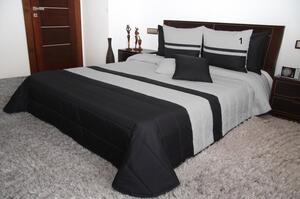 Cuvertură matlasată pentru pat dublu în culoarea neagră cu dungi gri Lăţime: 200 cm | Lungime: 220 cm