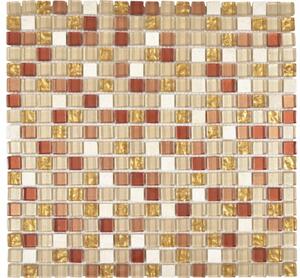Mozaic sticlă-piatră naturală XCM M920 bej/auriu/ocru 30,5x32,2 cm