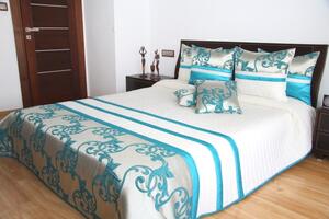 Cuvertură de pat de lux culoarea crem-turcoaz Lăţime: 170 cm | Lungime: 210 cm