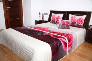 Cuvertură de pat albă cu un model de trandafir roz Lăţime: 220 cm | Lungime: 240 cm