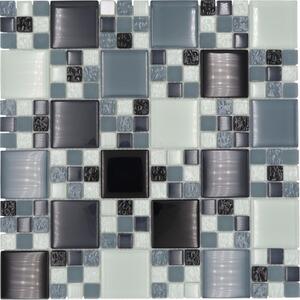 Mozaic sticlă XCM 8565 mix alb/gri/negru 30x30 cm