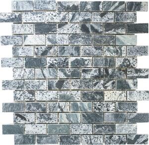 Mozaic cuarțit XMI 117 argintiu-negru 30,5x32,5 cm