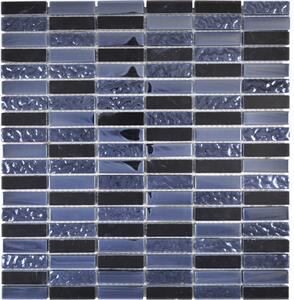 Mozaic sticlă-piatră naturală XCM SM86 negru 31x32,2 cm