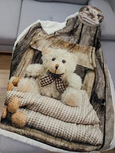 Pătură pentru bebeluși cu motiv ursuleț de pluș 130 x 160 cm