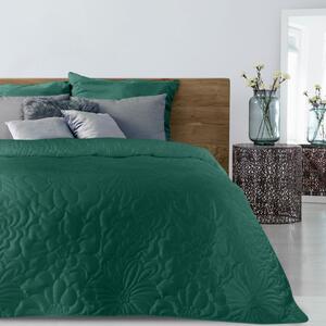 Cuvertură de pat verde închis, cu imprimeu floral Lăţime: 170 cm | Lungime: 210 cm