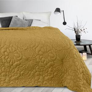 Cuvertură de pat galben mat, cu imprimeu floral Lăţime: 170 cm | Lungime: 210 cm