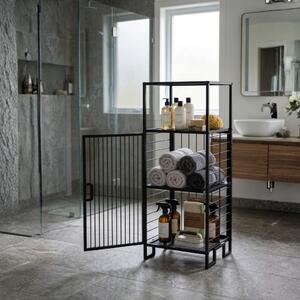 Dulap metalic pentru baie cu rafturi, model industrial, pentru depozitare prosoape si accesorii baie, 96x41x33 cm