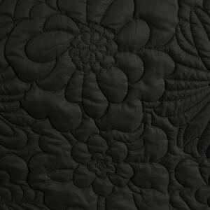 Cuvertură de pat neagră mată, cu imprimeu floral Lăţime: 170 cm | Lungime: 210 cm