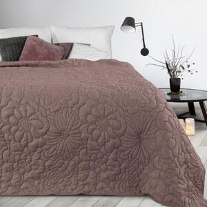 Cuvertură de pat, roz mat, cu imprimeu floral Lăţime: 170 cm | Lungime: 210 cm