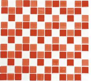 Mozaic sticlă mix roșu-alb 30,2x32,7 cm
