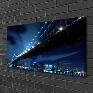 Tablou pe panza canvas Bridge City Arhitectura Negru Albastru