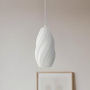 Lindby Lampă suspendată Nuvia, Ø 15,5 cm, albă, imprimare 3D, reglabil, Alb, Camera de zi / sufragerie, Plastic, Modern