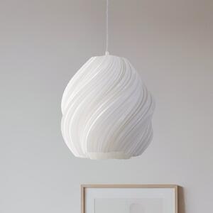 Lindby Lampă suspendată Nuvia, Ø 30 cm, albă, imprimare 3D, reglabil, Alb, Camera de zi / sufragerie, Plastic, Modern
