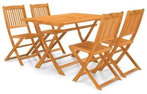 Set mobilier de grădină pliabil, 5 piese, lemn masiv acacia