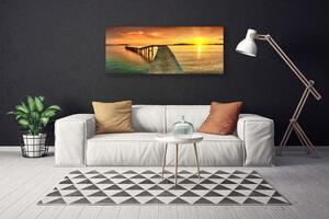 Tablou pe panza canvas Sea Sun Podul Peisaj Galben Gri