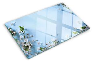 Tocător din sticlă Model floral pe fundal albastru