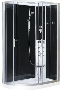 Cabină de duș completă cu hidromasaj Sanotechnik QuickLine Vario 120x80x215 cm, colț dreapta, sticlă securizată 5 mm, profil aluminiu