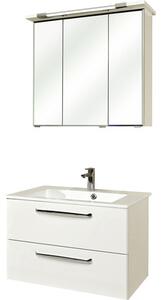 Set mobilier baie pelipal Kumba 77, incl. bază lavoar, lavoar și oglindă cu iluminare, alb