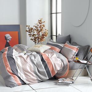 Lenjerie de pat luxoasă, cu dungi colorate 4 părți: 1buc 160 cmx200 + 2buc 70 cmx80 + cearșaf de pat