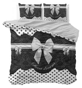 Lenjerie de pat romantică din bumbac alb-negru 200 x 220 cm