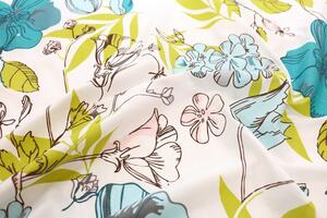 Lenjerie de pat cu două fețe cu model colorat de flori și frunze 2 părți: 1buc 140 cmx200 + 1buc 70 cmx80