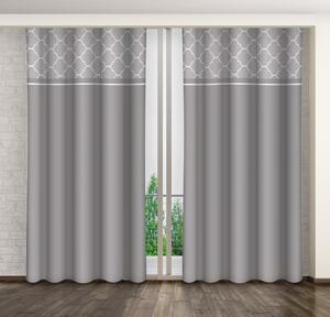 Draperie decorativă culoarea gri cu motiv geometric Lungime: 250 cm