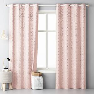 Draperie scandinavă culoarea roz cu inele metalice 140 x 280 cm