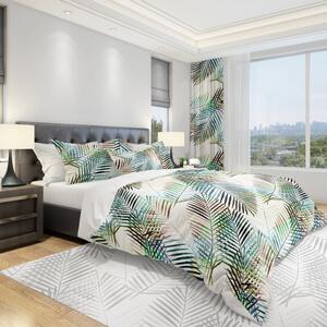 Lenjerie de pat pentru dormitor cu model de frunze de palmier 3 părți: 1buc 160 cmx200 + 2buc 70 cmx80