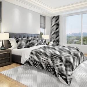 Lenjerie de pat modernă pentru dormitor, alb-negru 2 părți: 1buc 140 cmx200 + 1buc 70 cmx80
