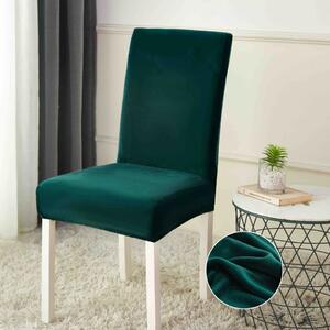 Set 6 huse pentru scaune, elastice si catifelate, culoare Verde