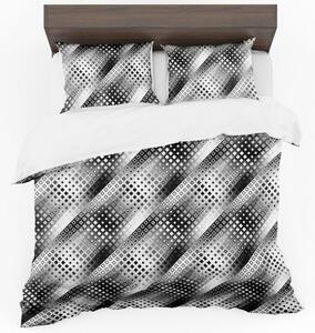 Lenjerie de pat modernă pentru dormitor, alb-negru 3 părți: 1buc 160 cmx200 + 2buc 70 cmx80