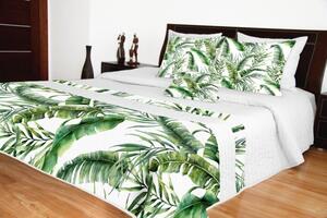 Cuvertură albă pentru pat dublu cu model natural Lăţime: 200 cm | Lungime: 220 cm