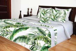 Cuvertură de pat de lux matlasată cu frunze verzi Lăţime: 200 cm | Lungime: 220 cm