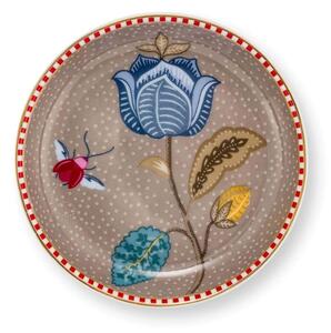 Farfurie pentru ceai, din porțelan, Pip Studio, Khaki, 9 cm, colecția Blooming Tales