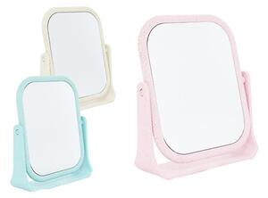 Oglinda cosmetica dubla, rama din plastic, 19 x 13 cm, diverse culori